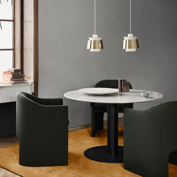 Two Utzon Pendant light above the dining table