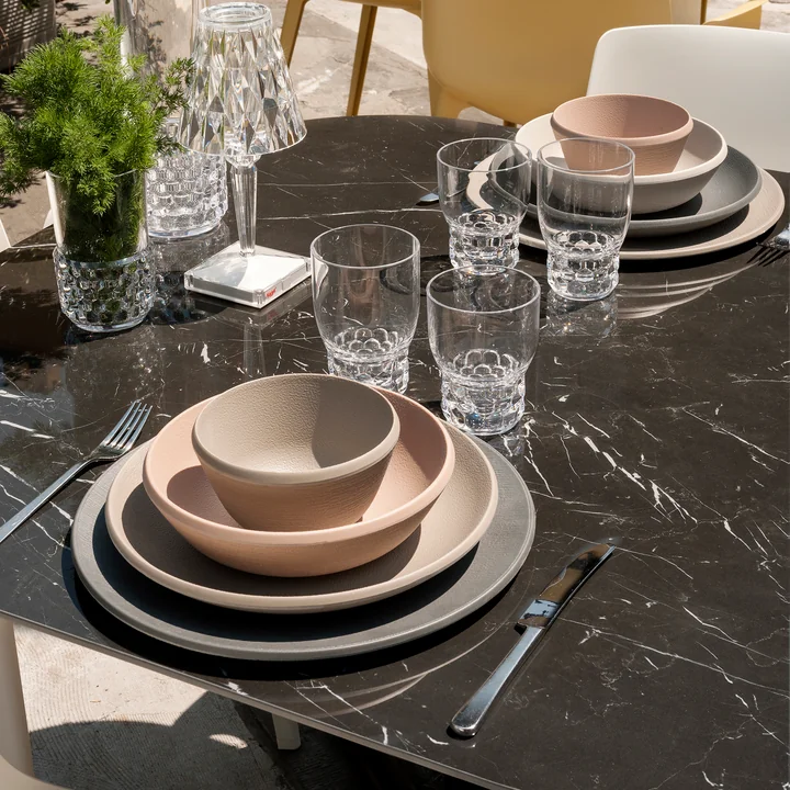 Trama tableware, Battery table lamp and Jellies mug from Kartell