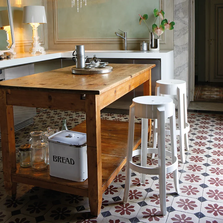 Designer stools in the kitchen