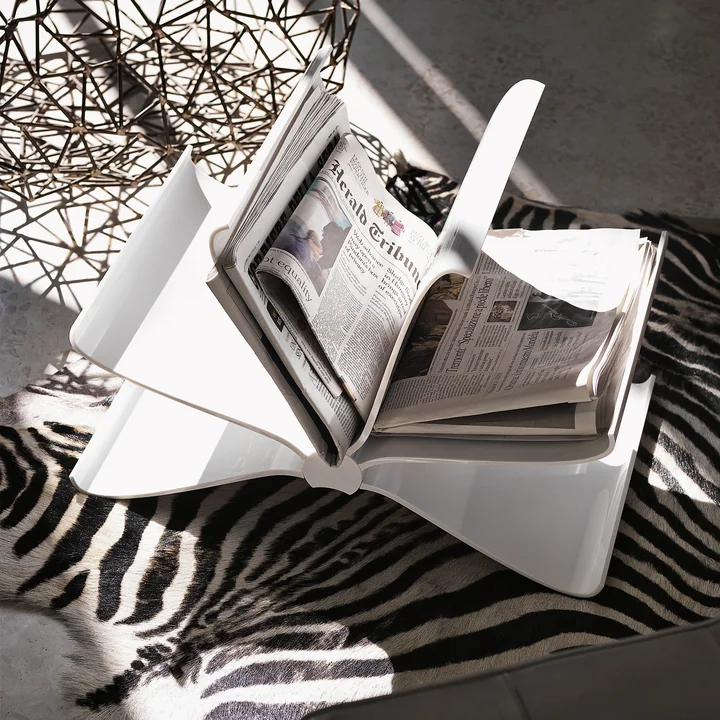 Sculptural polycarbonate magazine rack