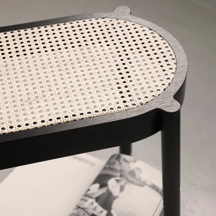 Bench with wickerwork seat