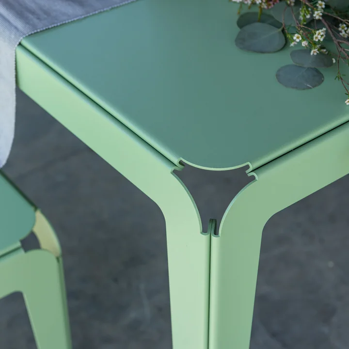 The Bended Table outdoor table from Weltevree is made of thin aluminum plates