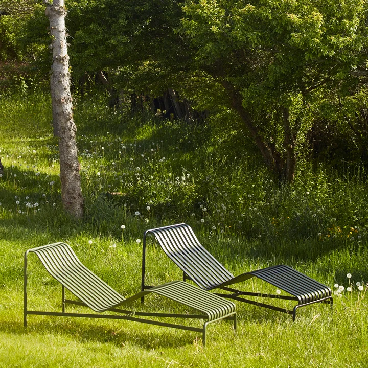 Designer deckchair made of steel for outdoors