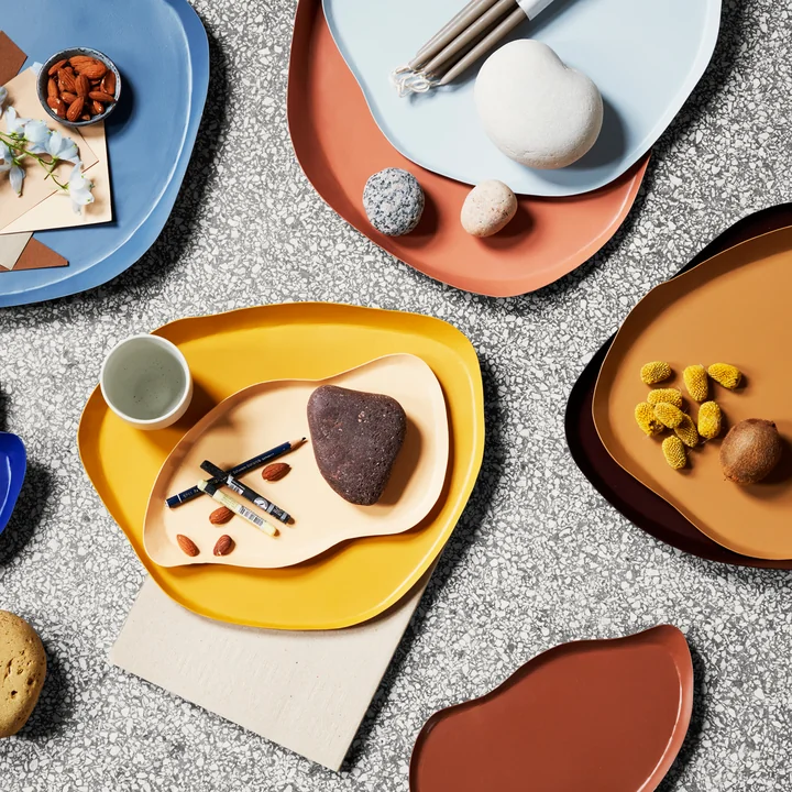 The Mie serving trays from Broste Copenhagen look like splashes of color