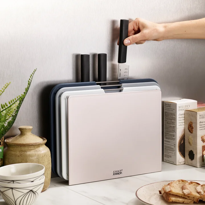 Three knives are hidden in the Nest Plus stand from Joseph Joseph .