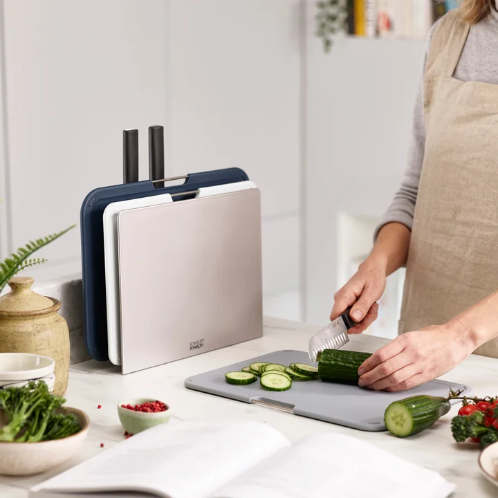The Nest Plus chopping boards from Joseph Joseph are knife-friendly and non-slip