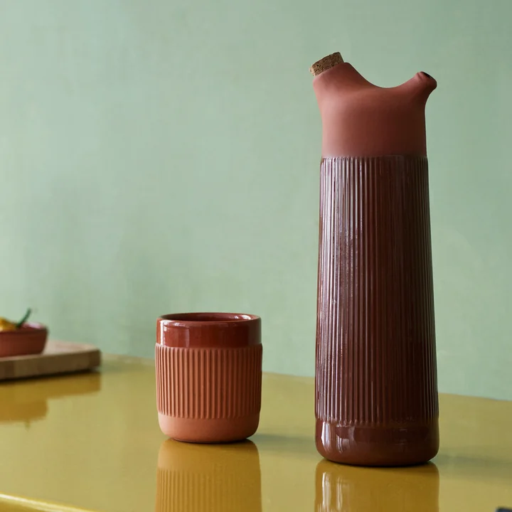 The handcrafted Junto carafe and mug from Normann Copenhagen