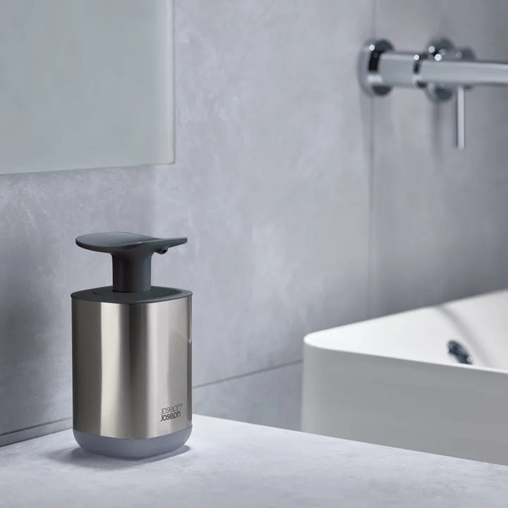 The Presto Steel soap dispenser from Joseph Joseph is resistant to fingerprints