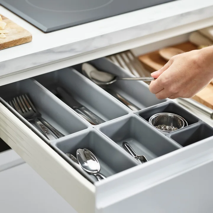 The Blox drawer organizer set from Joseph Joseph with cutlery