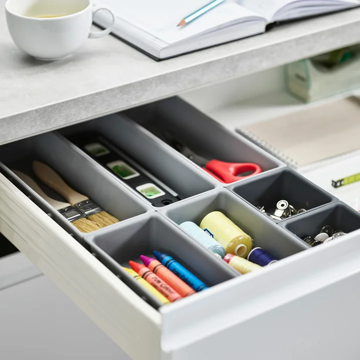 The Blox drawer organizer set from Joseph Joseph with crafting utensils