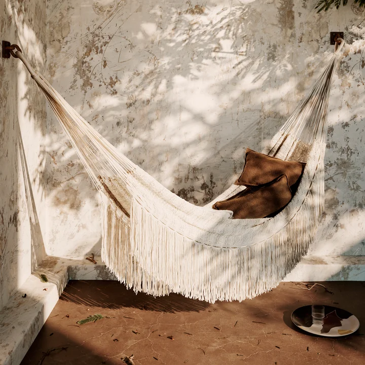The Path hammock from Ferm Living with the Desert cushion
