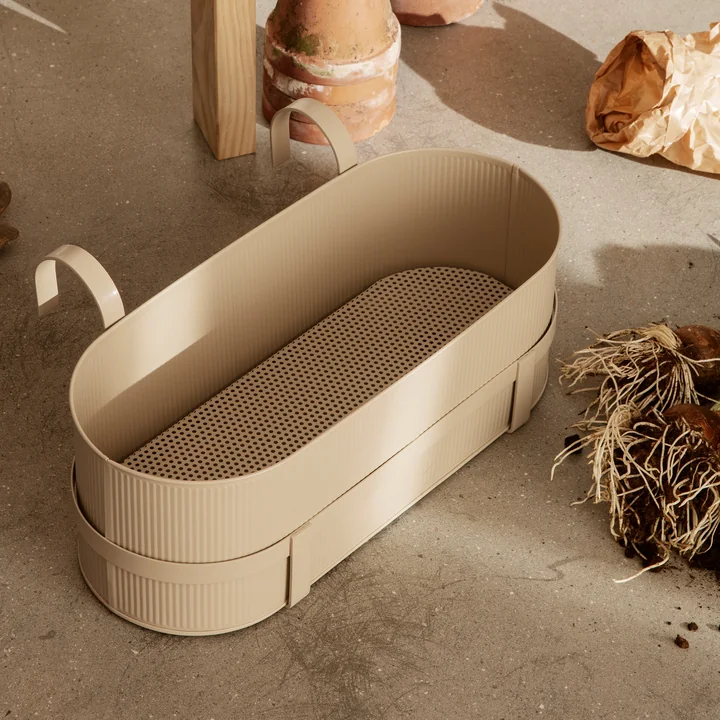 Balcony planter box in soft beige - Cashmere