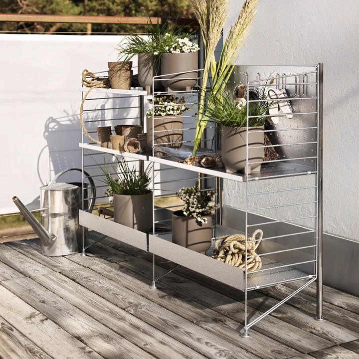 Slim metal shelf for the balcony