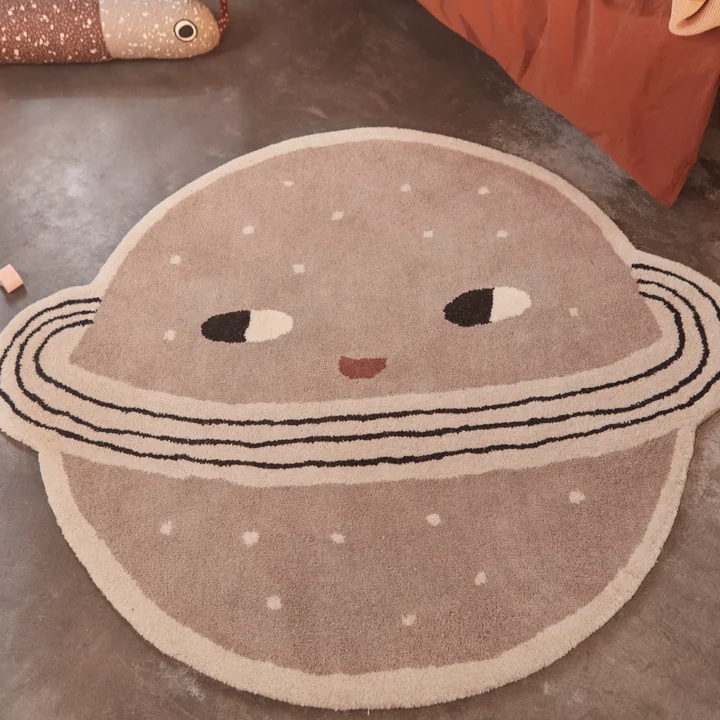The Planet children's carpet from OYOY in the children's room
