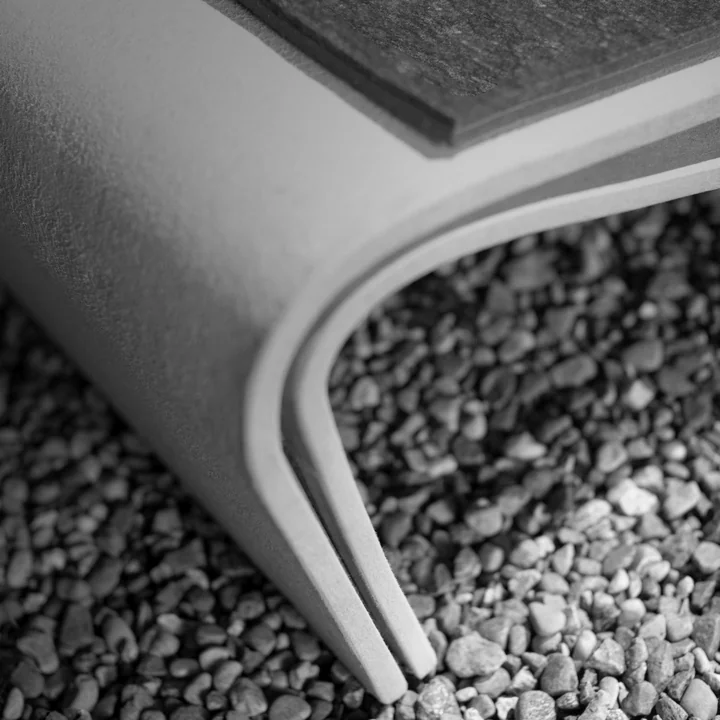 The Sponeck Outdoor armchair from Eternit is made of 2 thin fibre cement panels.