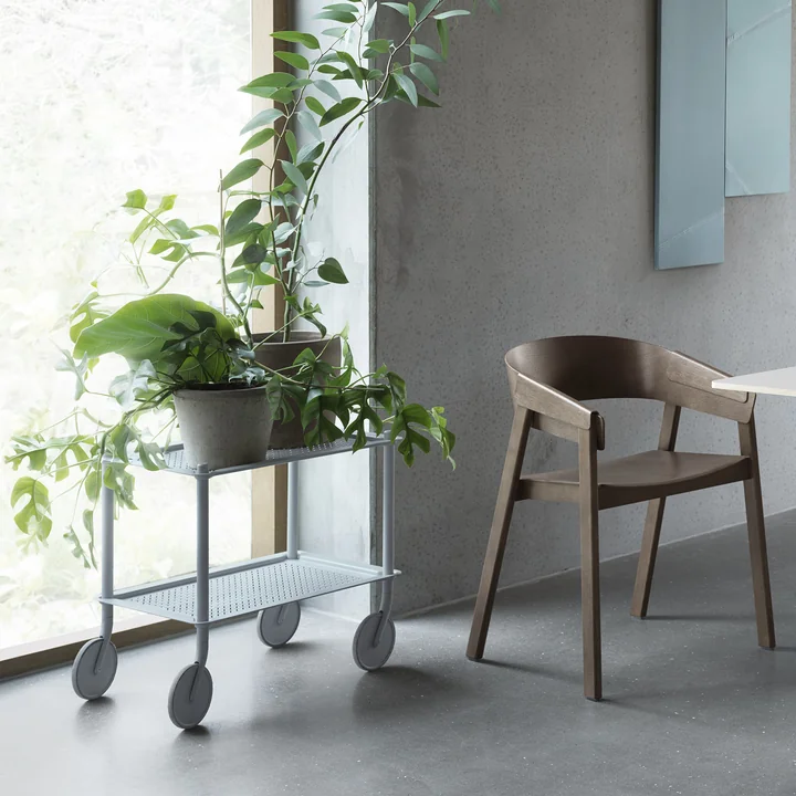 The Flow side trolley and the Cover Armchair from Muuto