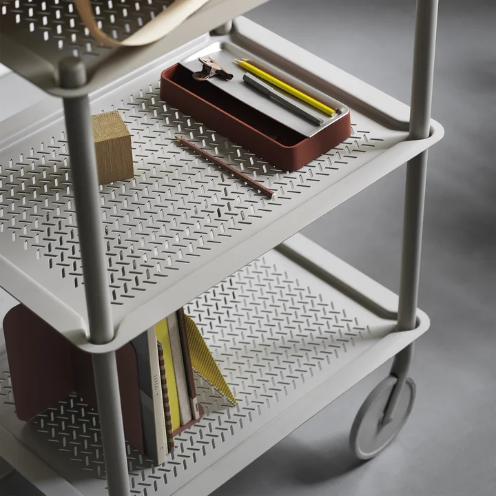 The Flow side trolley from Muuto with its large shelves