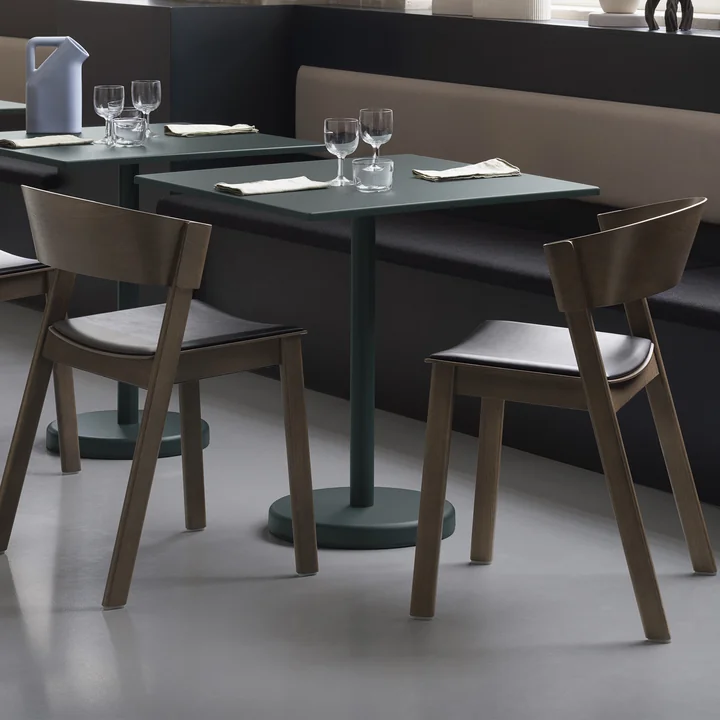 The Linear Steel table and the Cover Side Chair from Muuto in the restaurant
