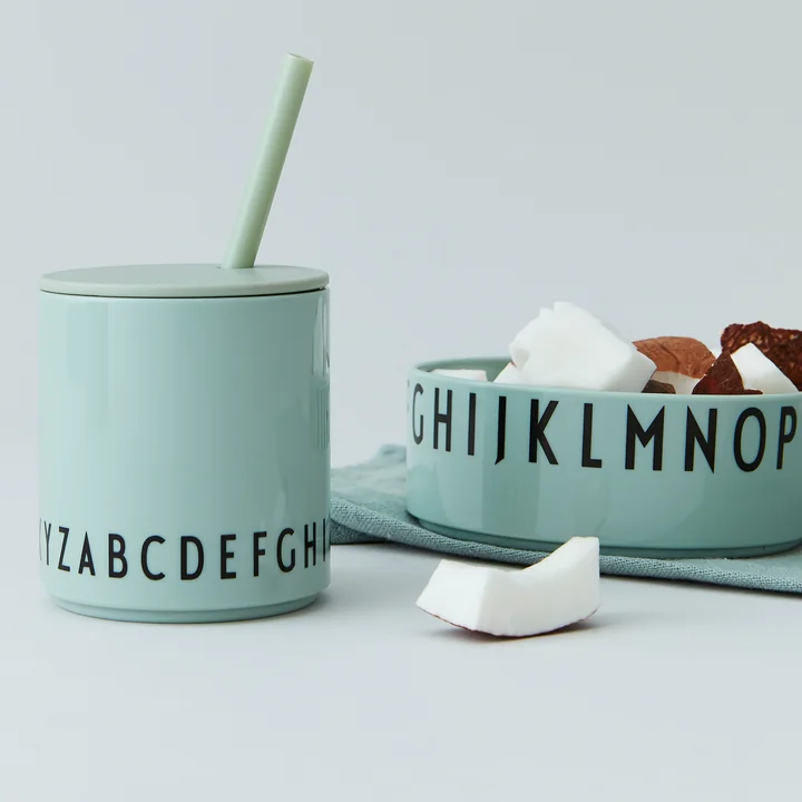 The Eat & Learn Tritan cup and bowl from Design Letters with snacks