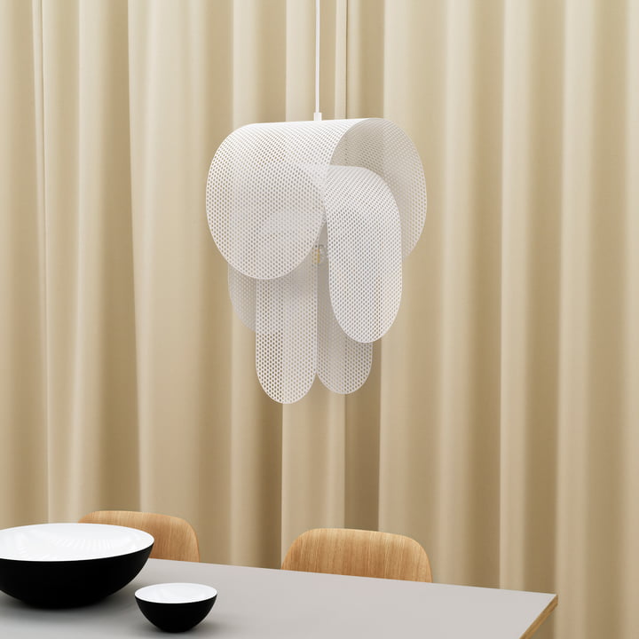 The Superpose pendant luminaire from Normann Copenhagen appears semi-transparent.