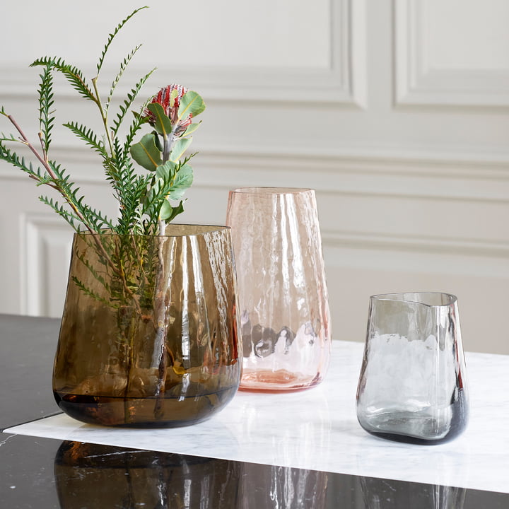 The edge of the Collect glass vase from & Tradition contrasts with its organic shape.