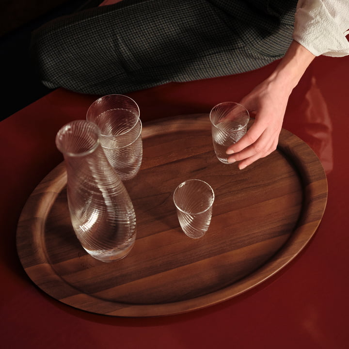 The Collect Carafe and the drinking glasses on the Collect tray from & Tradition