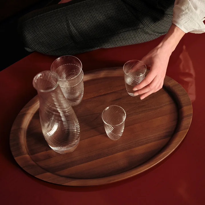The Collect Carafe and the drinking glasses on the Collect tray from & Tradition