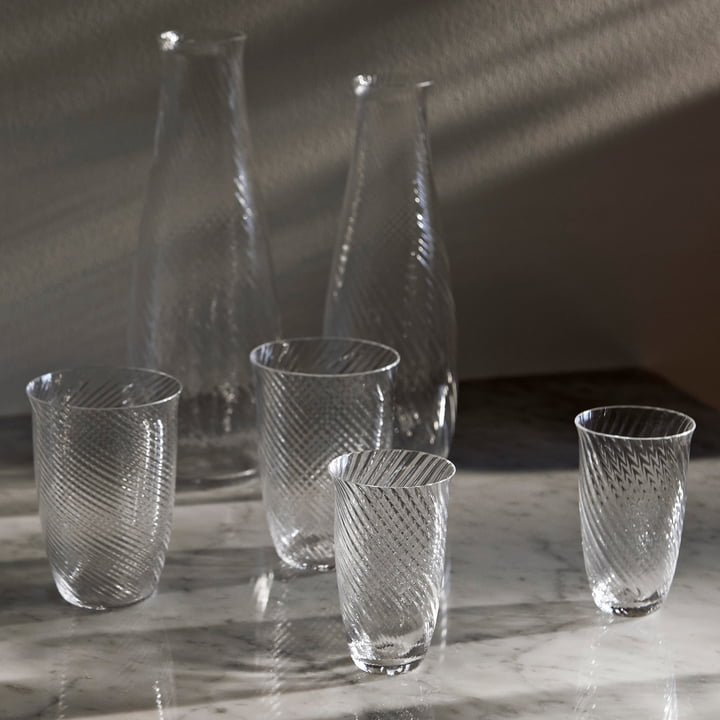 The Collect drinking glass and carafe from & Tradition with swirl pattern