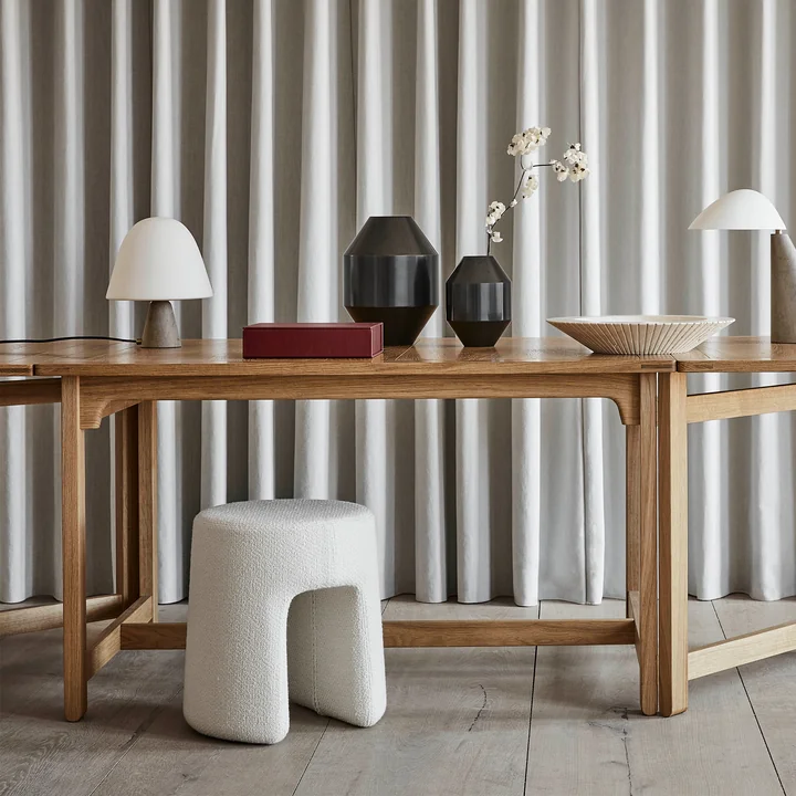 Sequoia Pouf Ø 40 cm from Fredericia in lambskin Moonlight