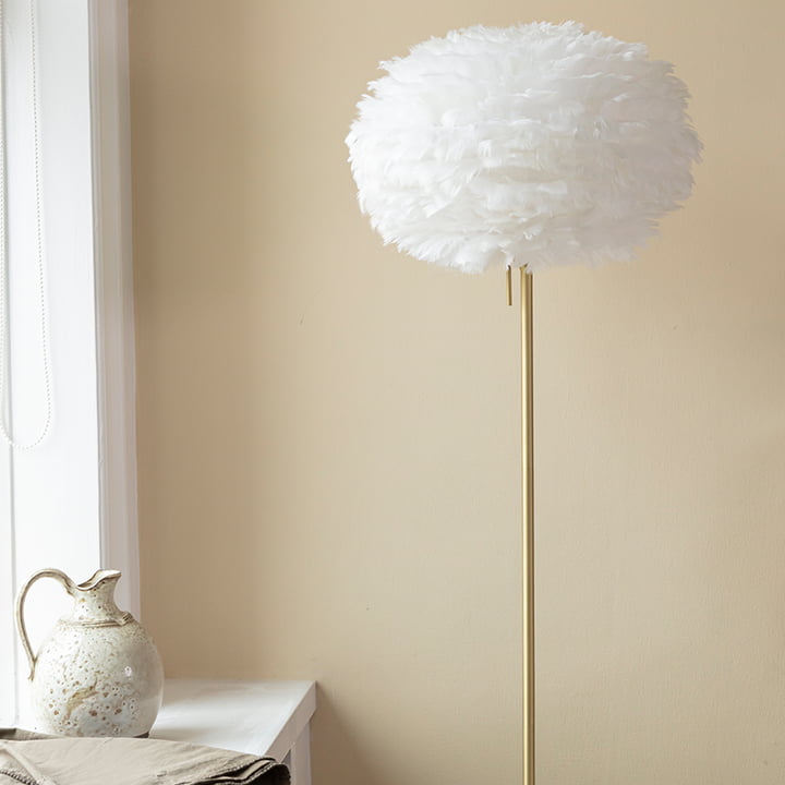 The EOS lampshade on the Champagne floor lamp base from Umage