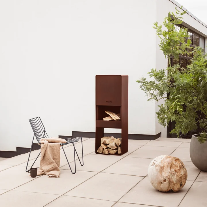 Stylish fireplace for the terrace