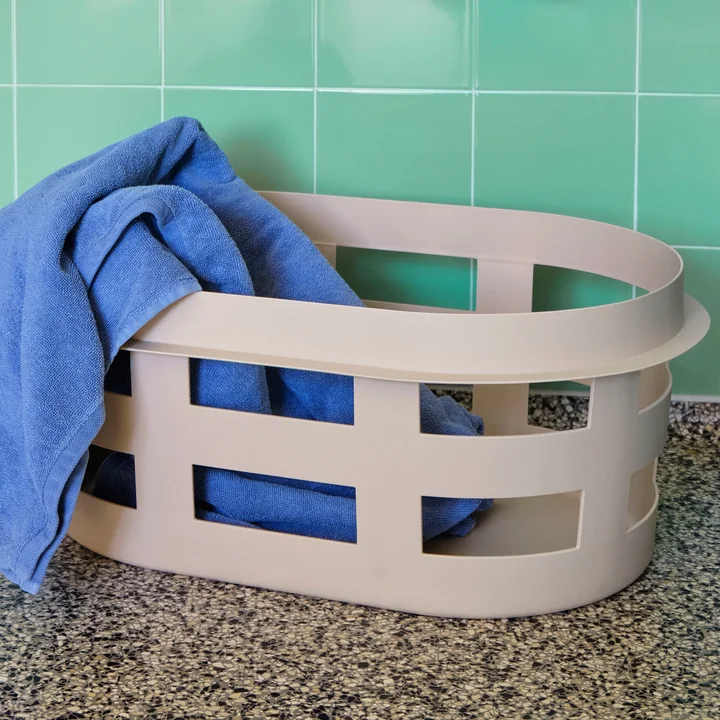 The delicate nougat color of the Basket storage basket from HAY