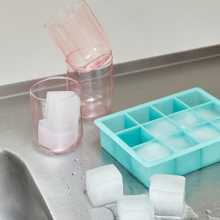 Color blocking with glasses and ice makers from Hay