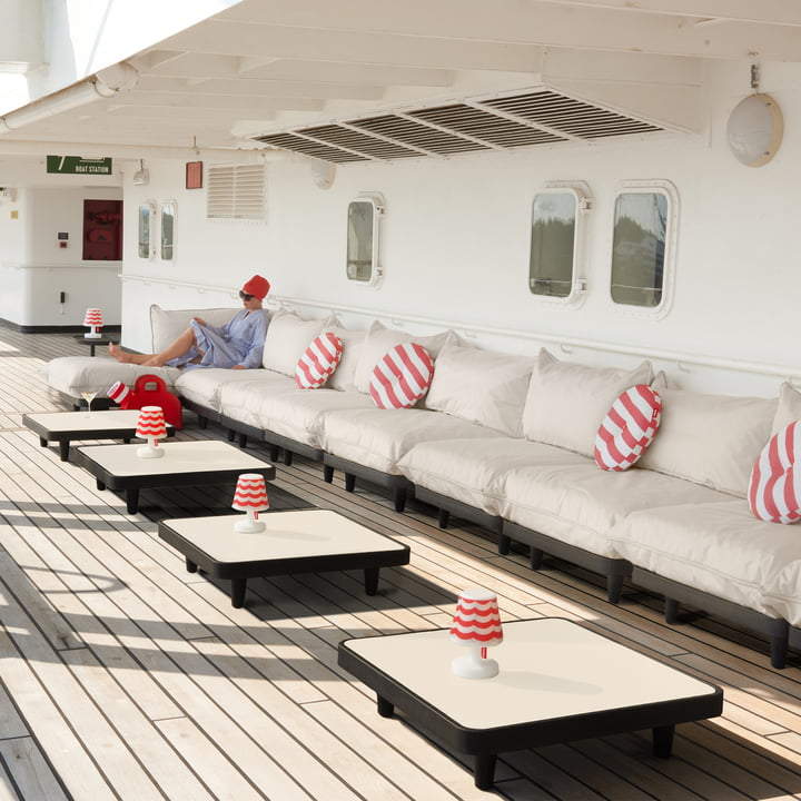 The Paletti Outdoor sofa from Fatboy on the deck of a ship