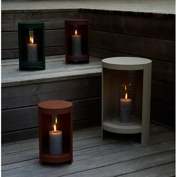 The Ora lanterns from AYTM on the wooden terrace