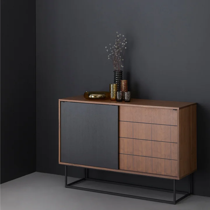 Virka Sideboard from Woud in walnut and black