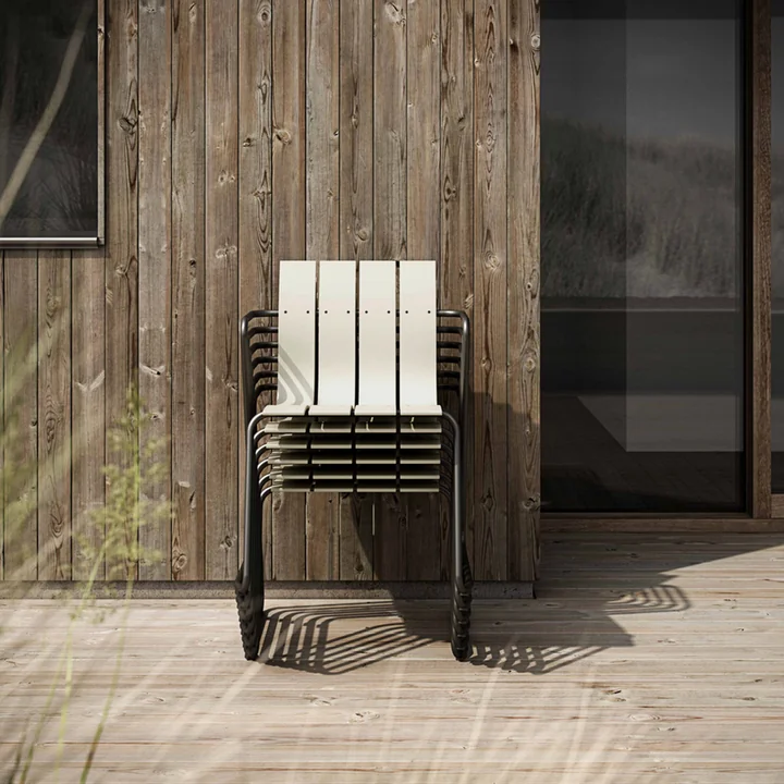 Stackable chair made from recycled Mater ialia