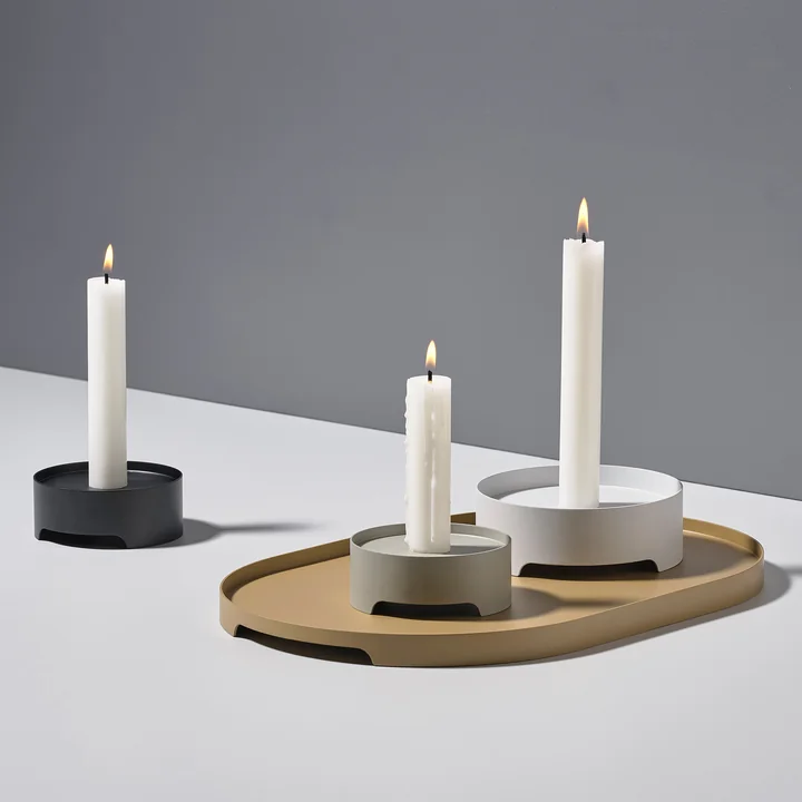 Made for each other: Singles Metal tray and Singles metal candle holder from Zone Denmark