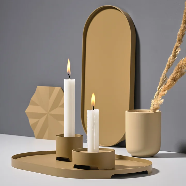 New colour for Singles metal trays and Singles Metal candle holders: Khaki