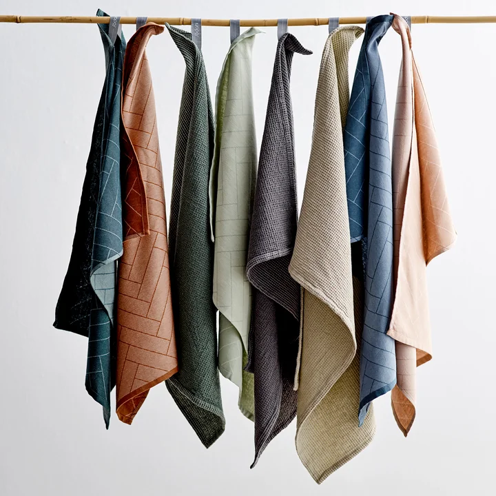 The Waffle and Tiles tea towels from Södahl in different colours