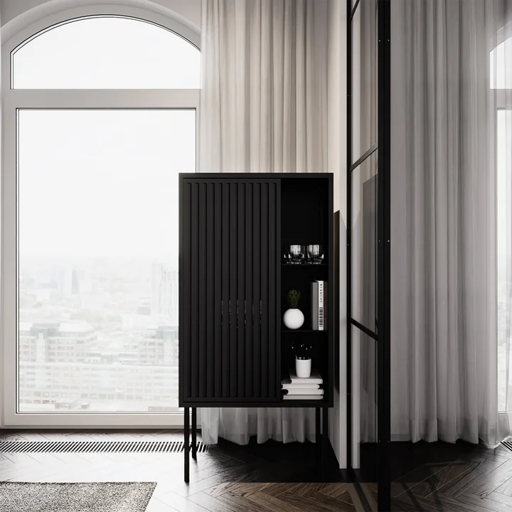 The cabinet from Nichba Design gives the room a new dimension