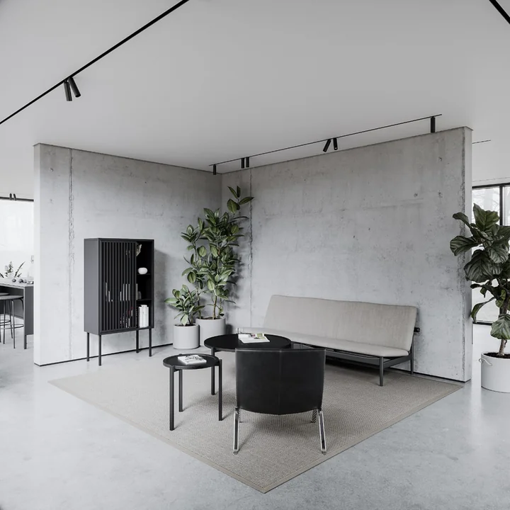 The cabinet from Nichba Design in the purist living room