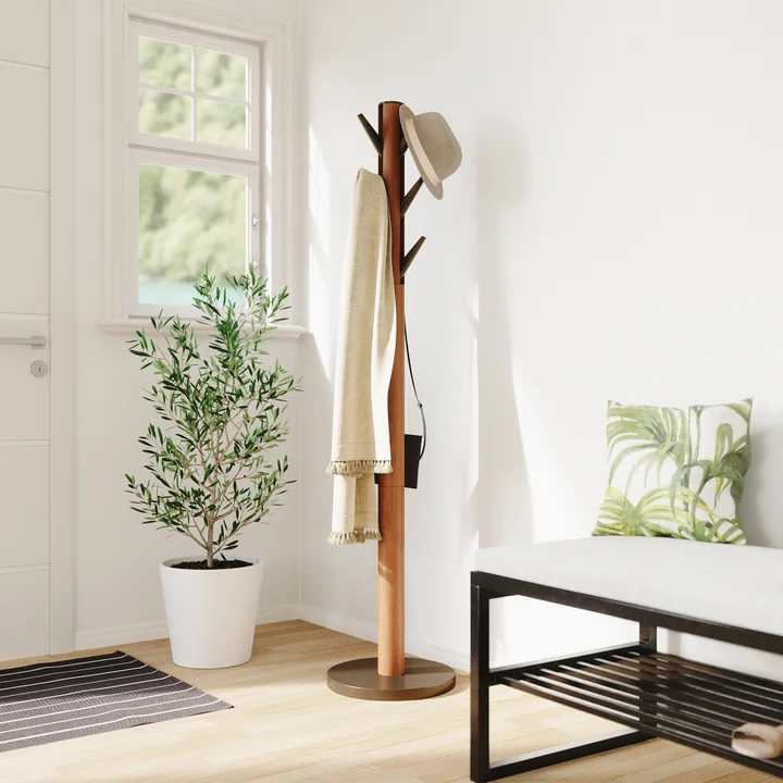 Flapper Coat rack from Umbra in light walnut / warm gold