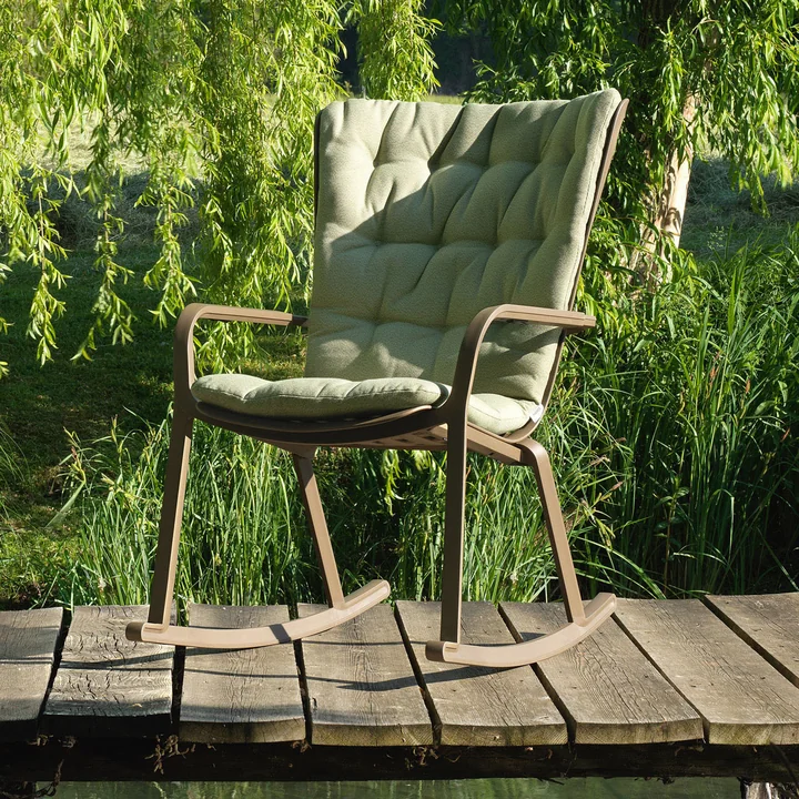 The Folio rocking chair with seat on a bar