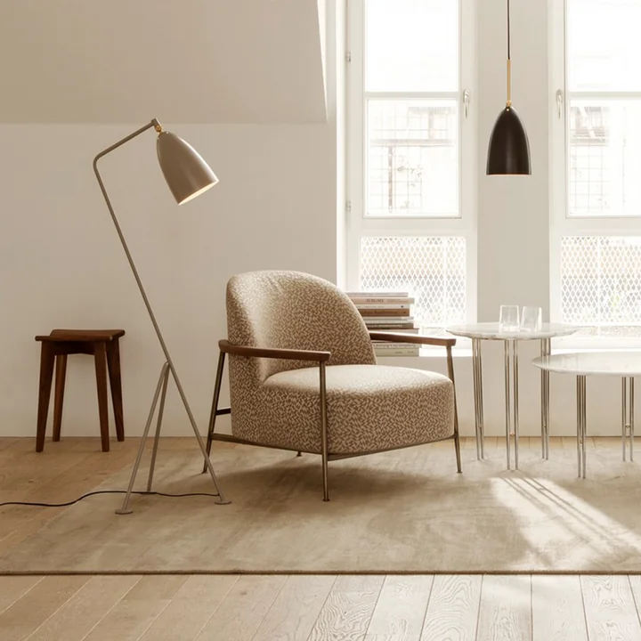 Gräshoppa Floor lamp GM1 from Gubi in olive brown