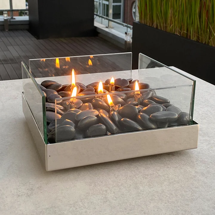 Fireplace Table fireplace 23 x 23 cm from Philippi in silver / black