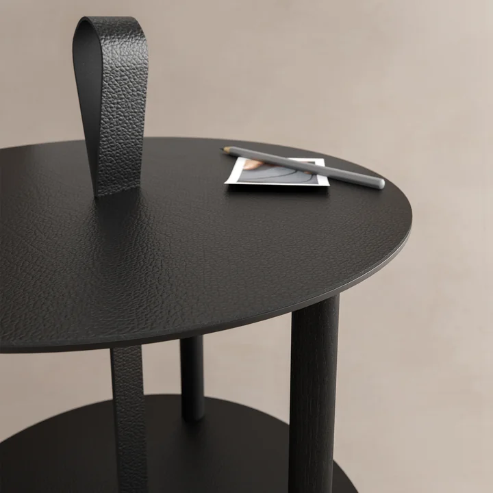 Strap Side table Ø 38 x H 46 cm from Lind DNA in black oak / bull black