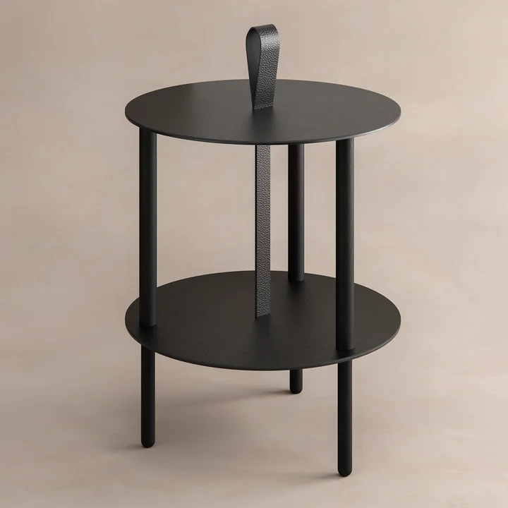 Strap Side table Ø 38 x H 46 cm from Lind DNA in black oak / bull black