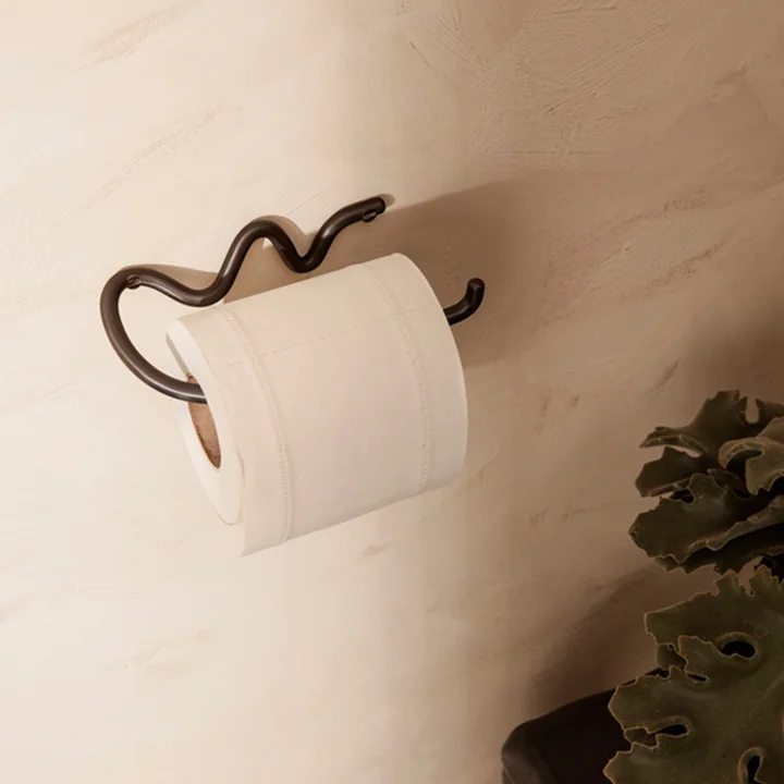 Curvature Toilet paper holder by Ferm Living in black