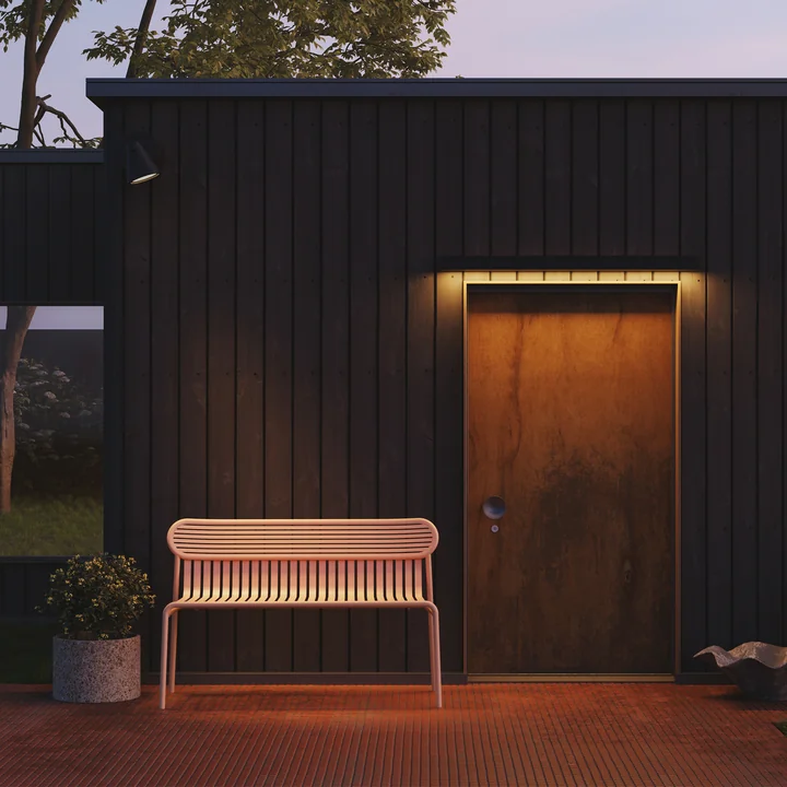 The wide Week-End bench from Petite Friture in the dark